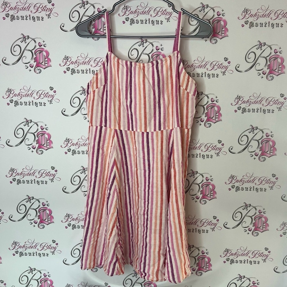 GAP dress Pink white orange Purple Striped mini comfy flowy dress smocked